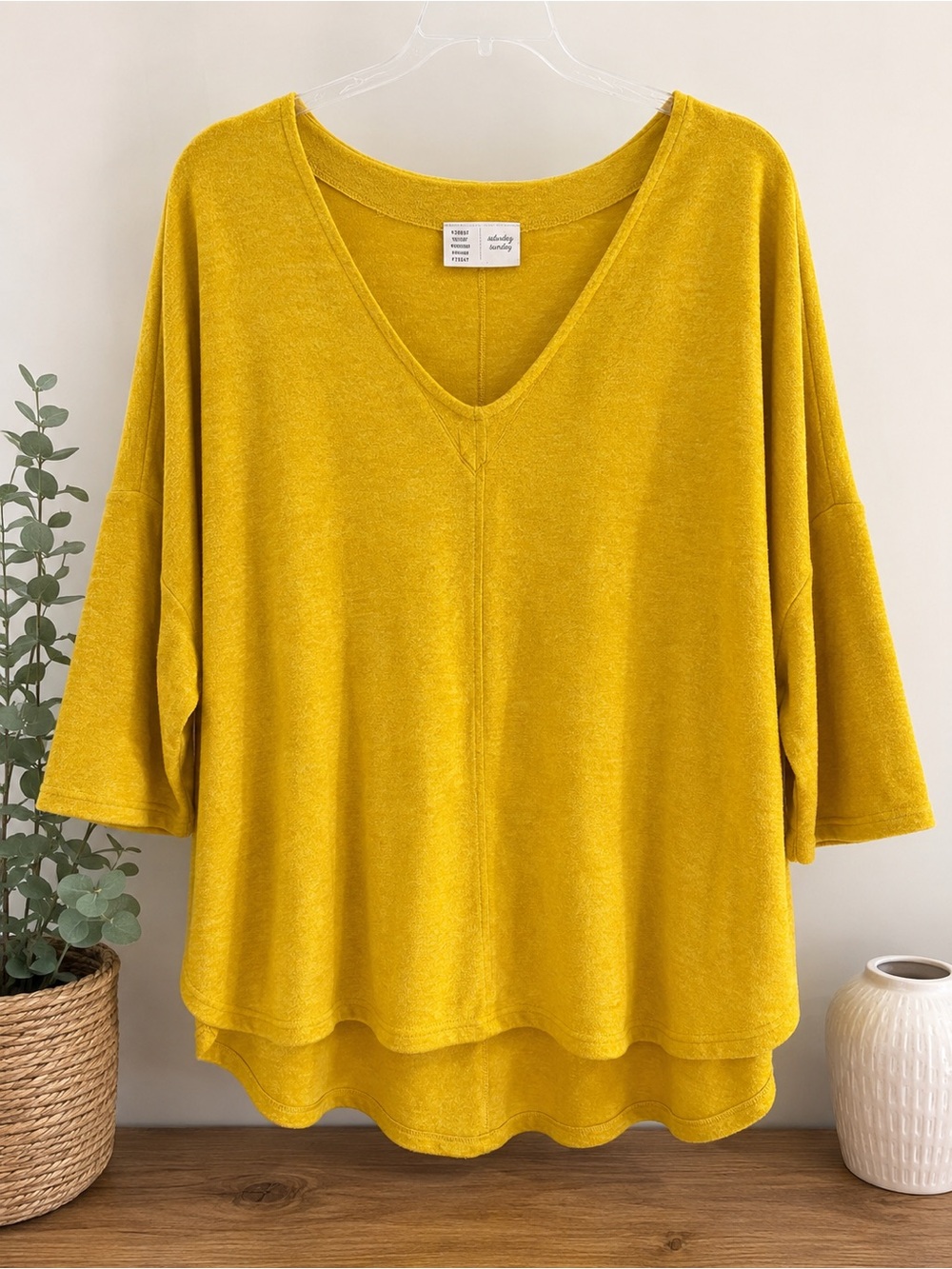 Saturday Sunday Anthropologie Mustard V-Neck Pullover
